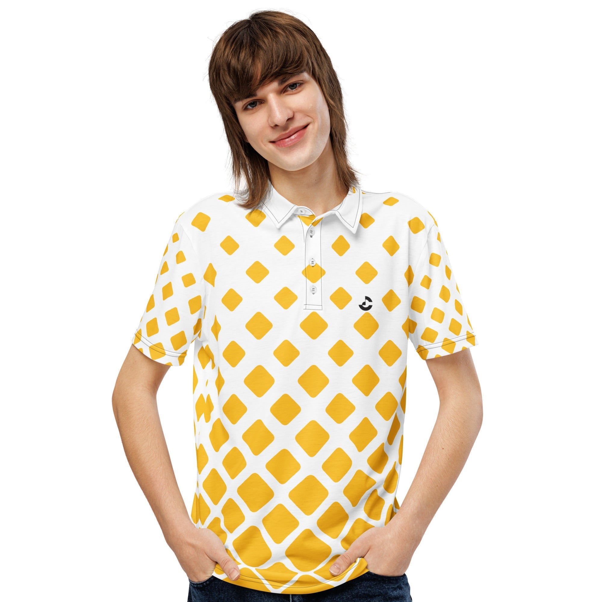 Men’s Slim Fit Polo Shirt White & Yellow - ClotheNest