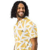 Men’s Slim Fit Polo Shirt Yellow Triangles Pattern - ClotheNest