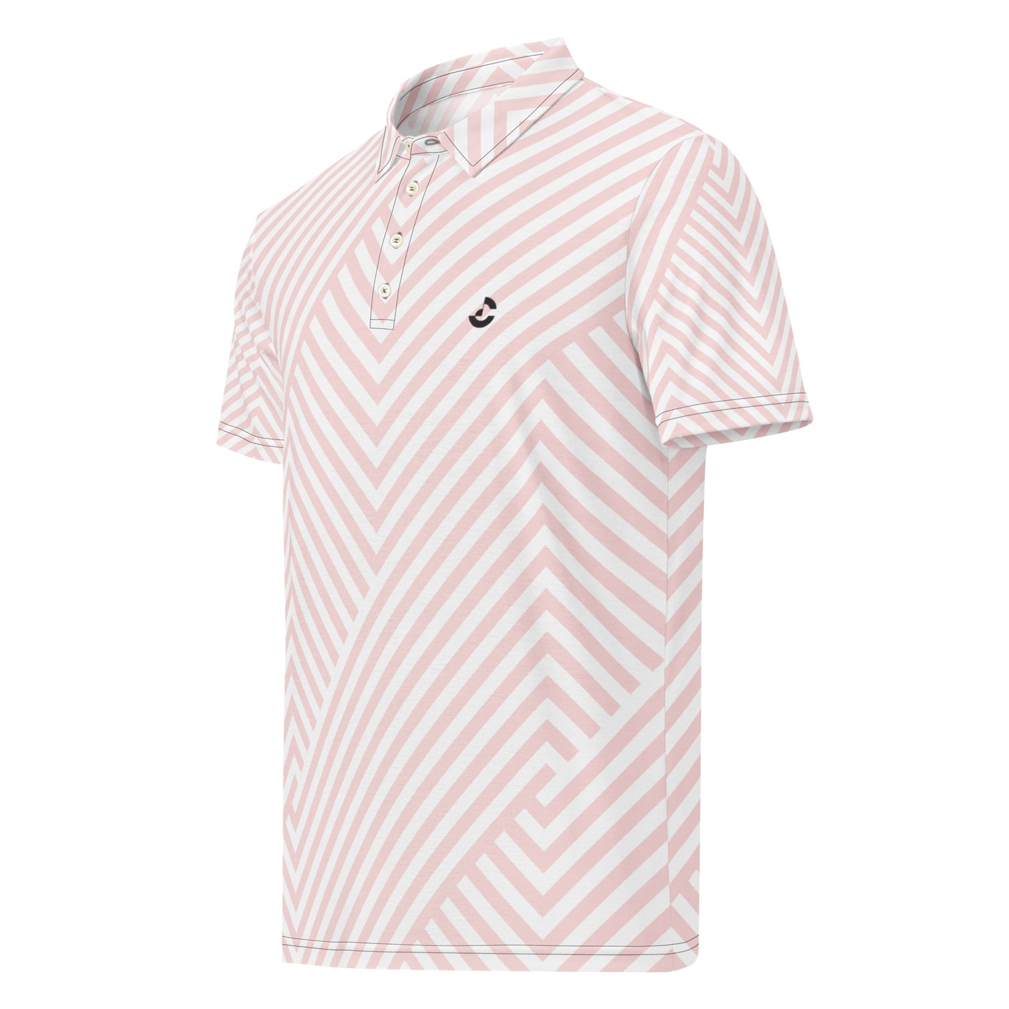 Men’s Slim Fit Polo Pink and White Striped - ClotheNest