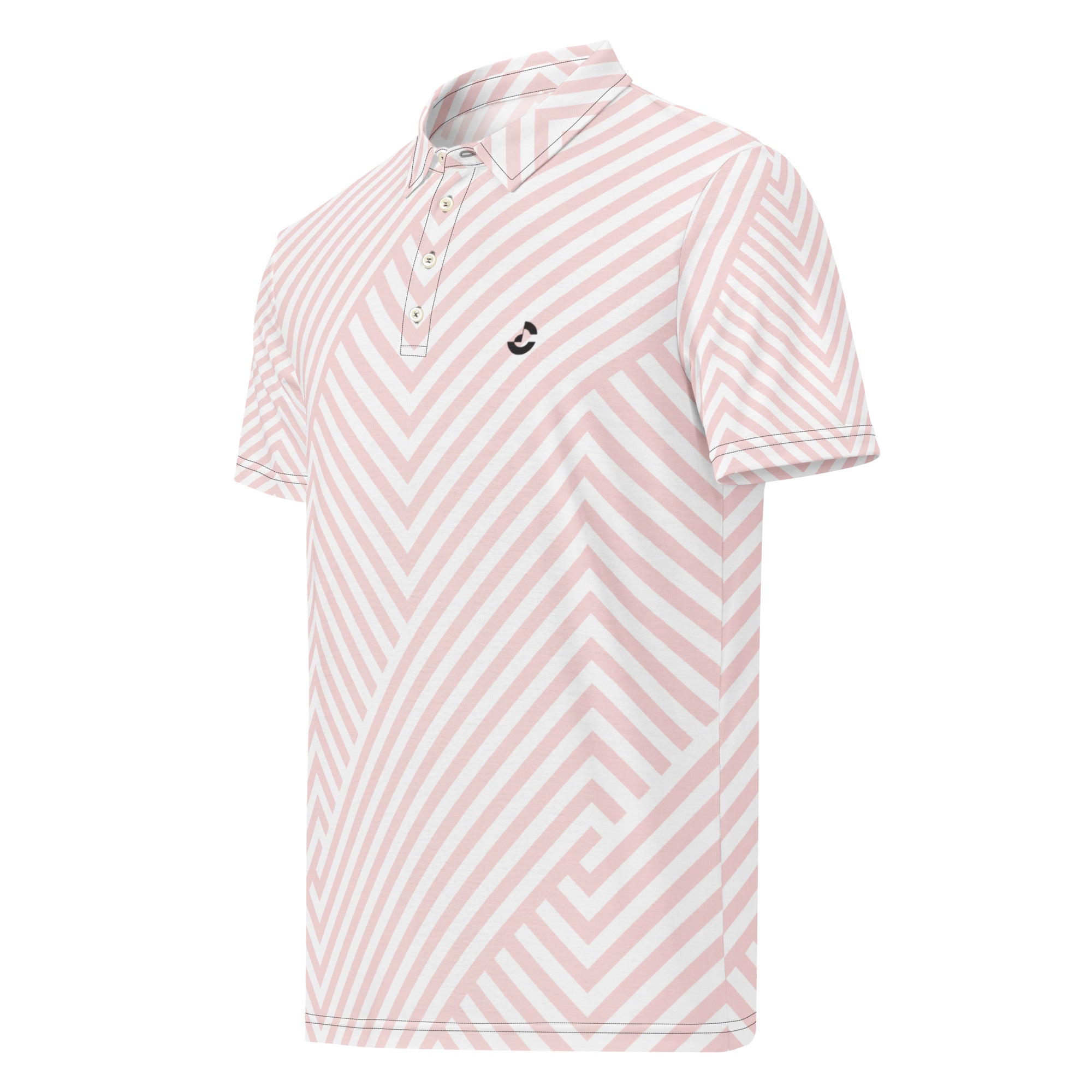Men’s Slim Fit Polo Pink and White Striped - ClotheNest
