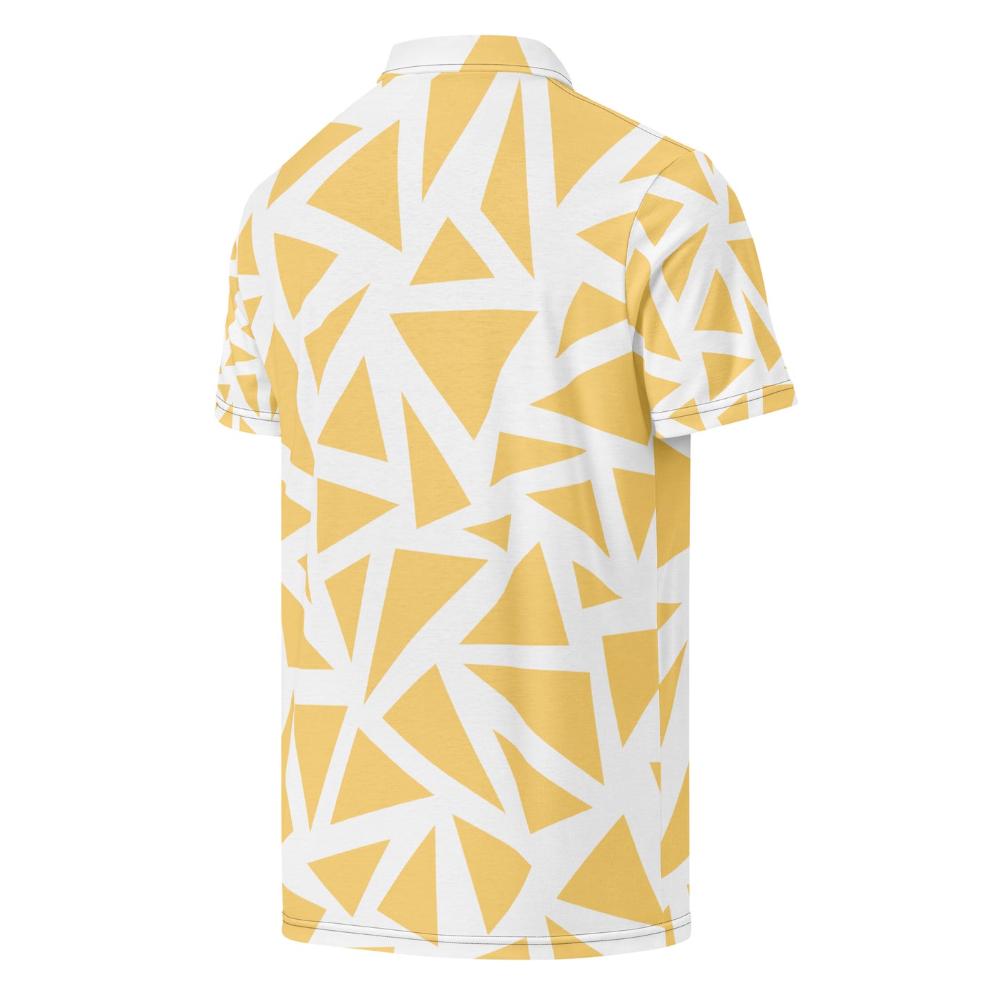 Men’s Slim Fit Polo Shirt Yellow Triangles Pattern - ClotheNest