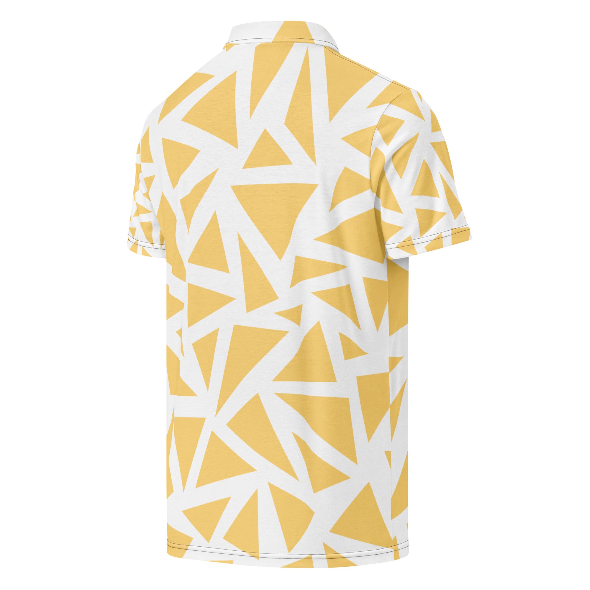 Men’s Slim Fit Polo Shirt Yellow Triangles Pattern - ClotheNest