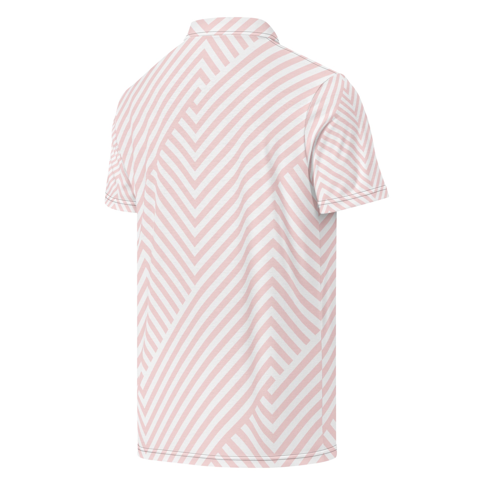 Men’s Slim Fit Polo Pink and White Striped - ClotheNest