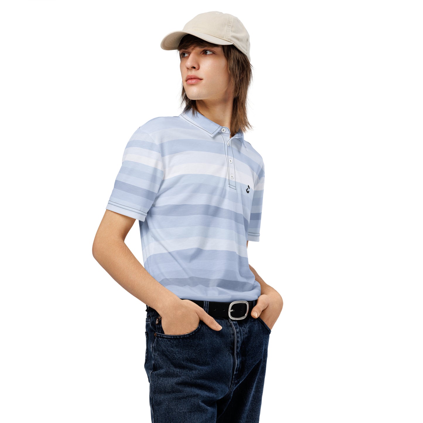 Men’s Slim Fit Polo Blue Striped - ClotheNest