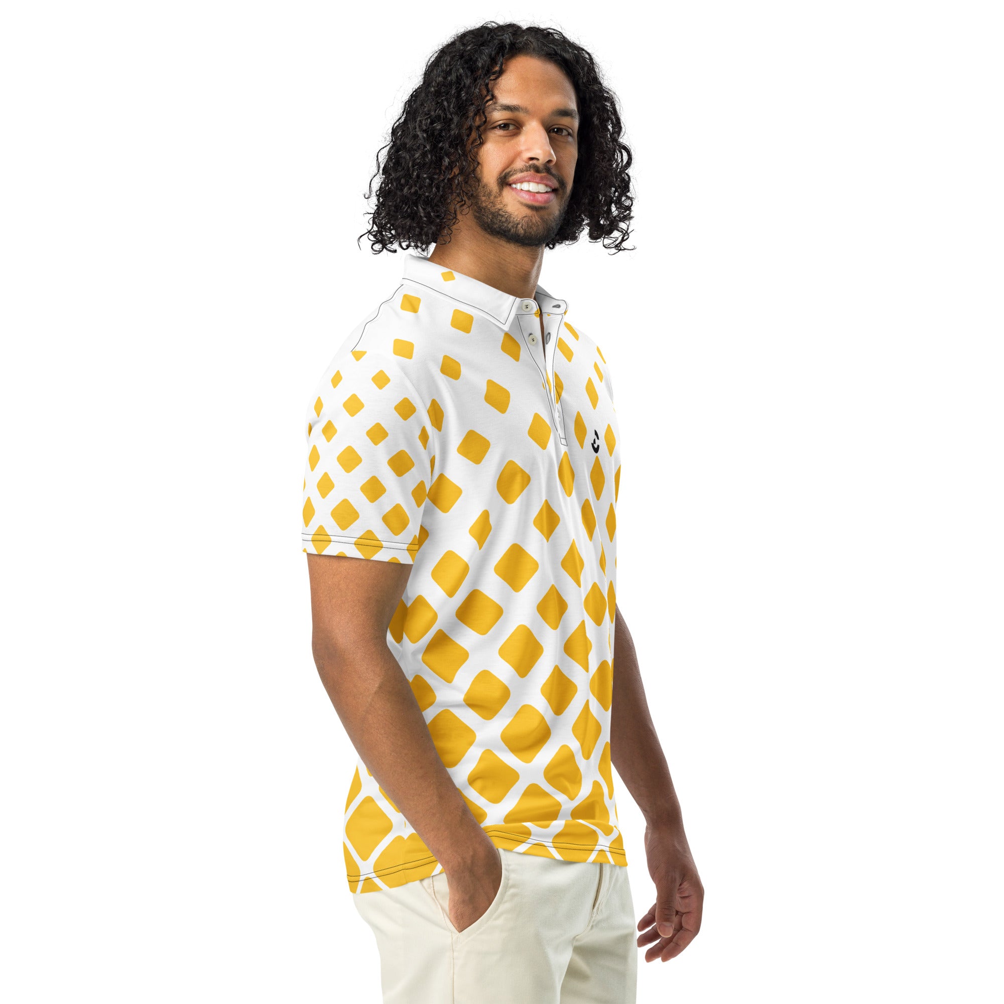 Men’s Slim Fit Polo Shirt White & Yellow - ClotheNest